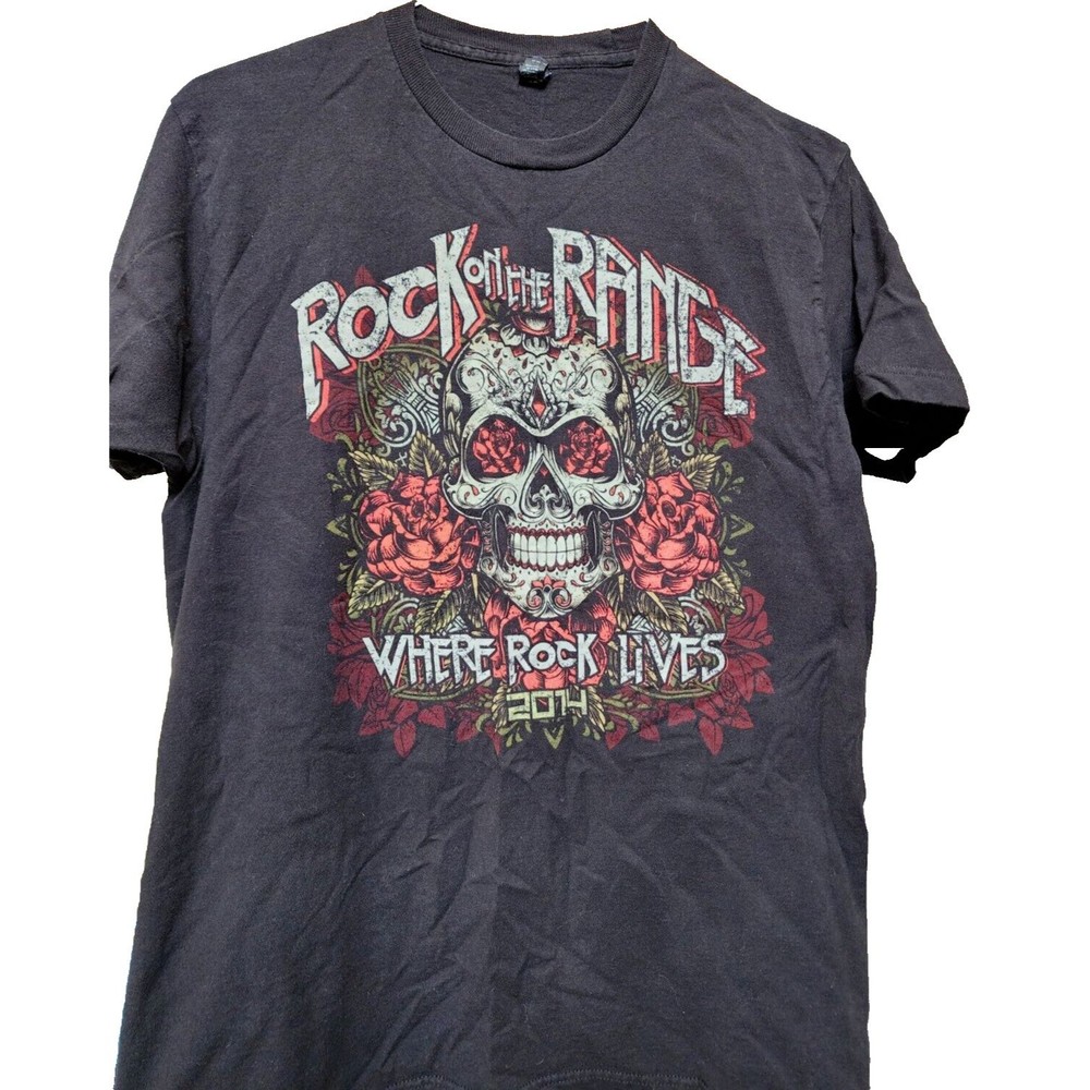 Rock on The Range 2014 Band Festival T-Shirt Black Large Milwaukee Metal Skull